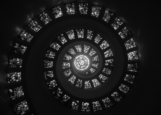 Stained glass spiral black and white